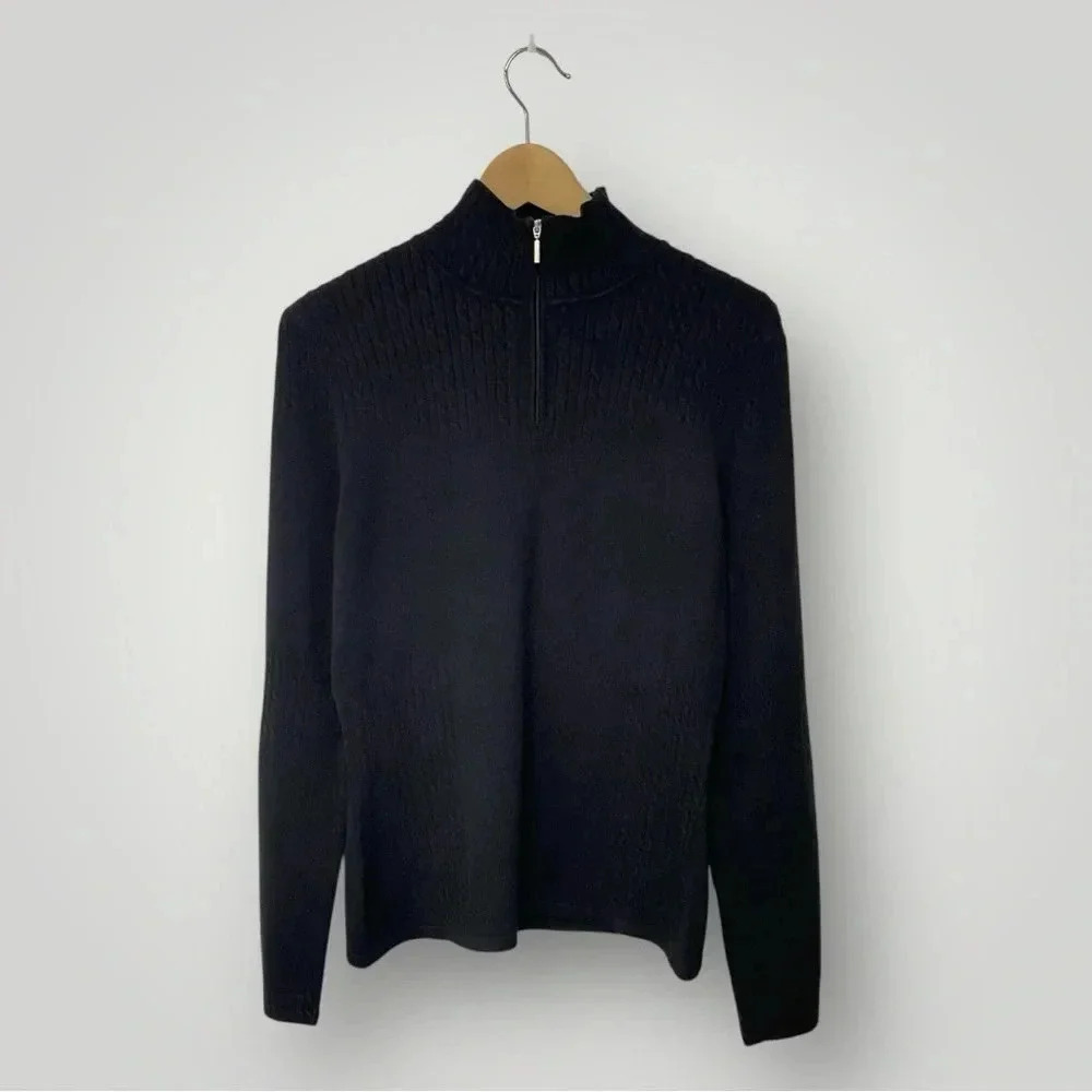 NILS Womens  1/4 Zip Sweater Black Sz M‎
